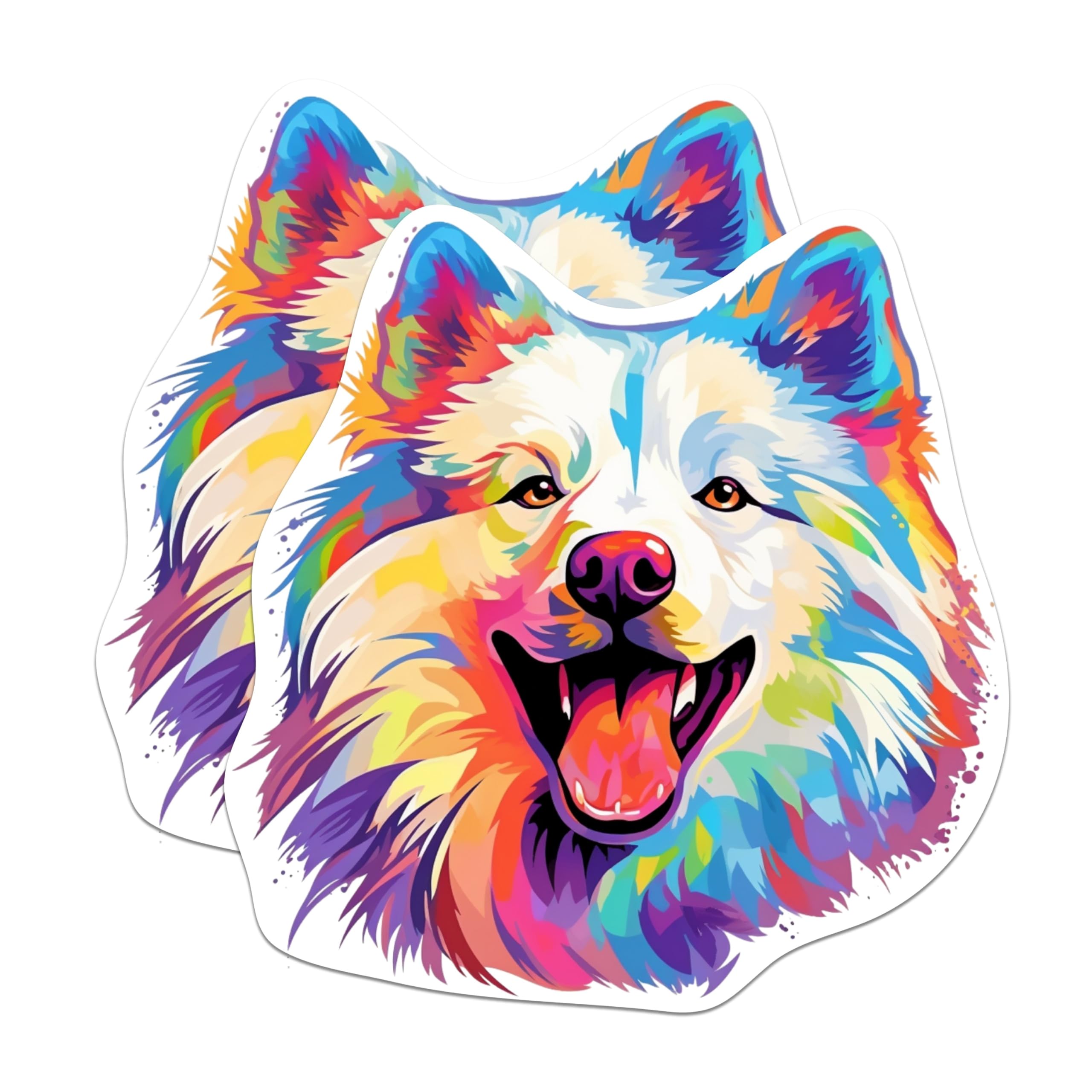 (2 Pack) Samoyed Dog Breed Stickers - 5 Inches On Longest Side - Choose from Over 100 Dog Breeds - for Cars, Trucks, Skateboards, Laptops - Made in USA - BMCS1941