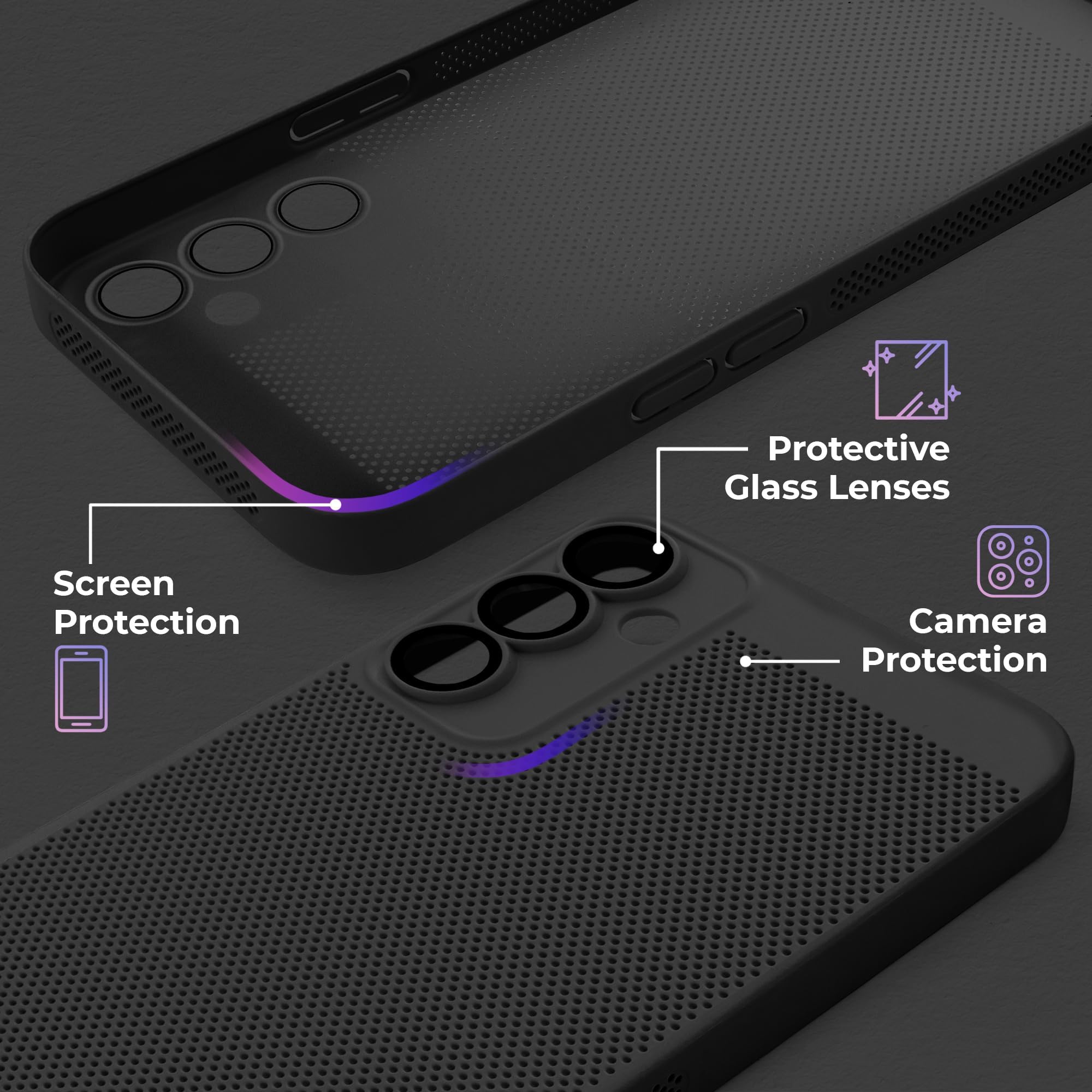 Dl3 Mobilak Case For Honor 200 5G Heat Dissipation Case with Built-in Camera Lens Protector Slim Fit Breathable Cooling Anti-Fingerprint Hard PC Back Shockproof Cover (Black)