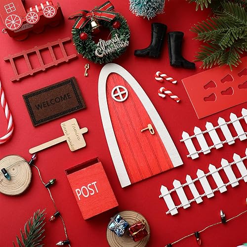 Miniatura 4 de Hungdao 20 piezas de puertas de hadas de elfo de Navidad, decoración de puertas arqueadas, puertas de hadas, dientes, decoración de Navidad, pequeña