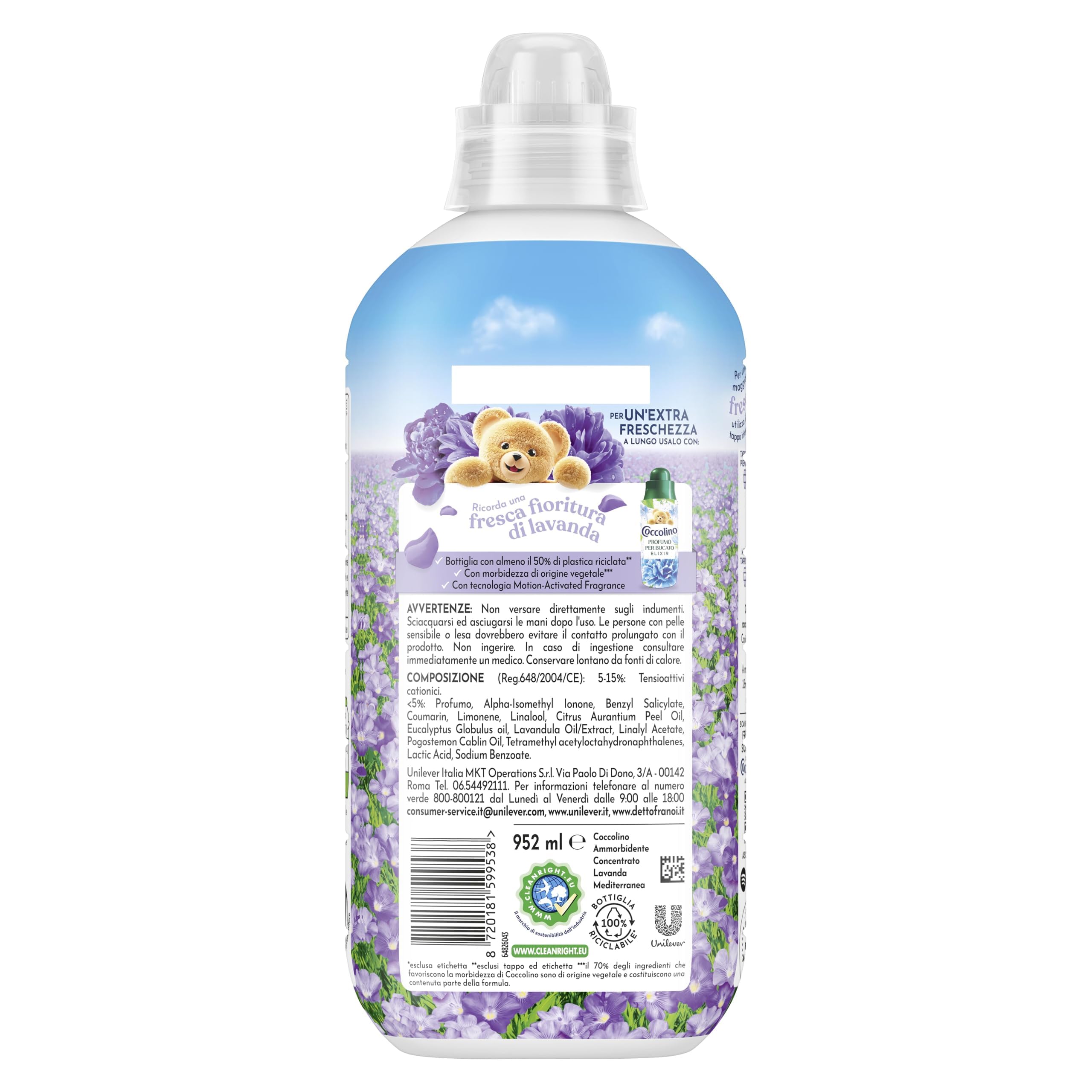 Coccolino Suavizante concentrado lavanda mediterránea, suavizante para lavadora, suavidad natural, frescor largo, 41 lavados, 8 x 952 ml