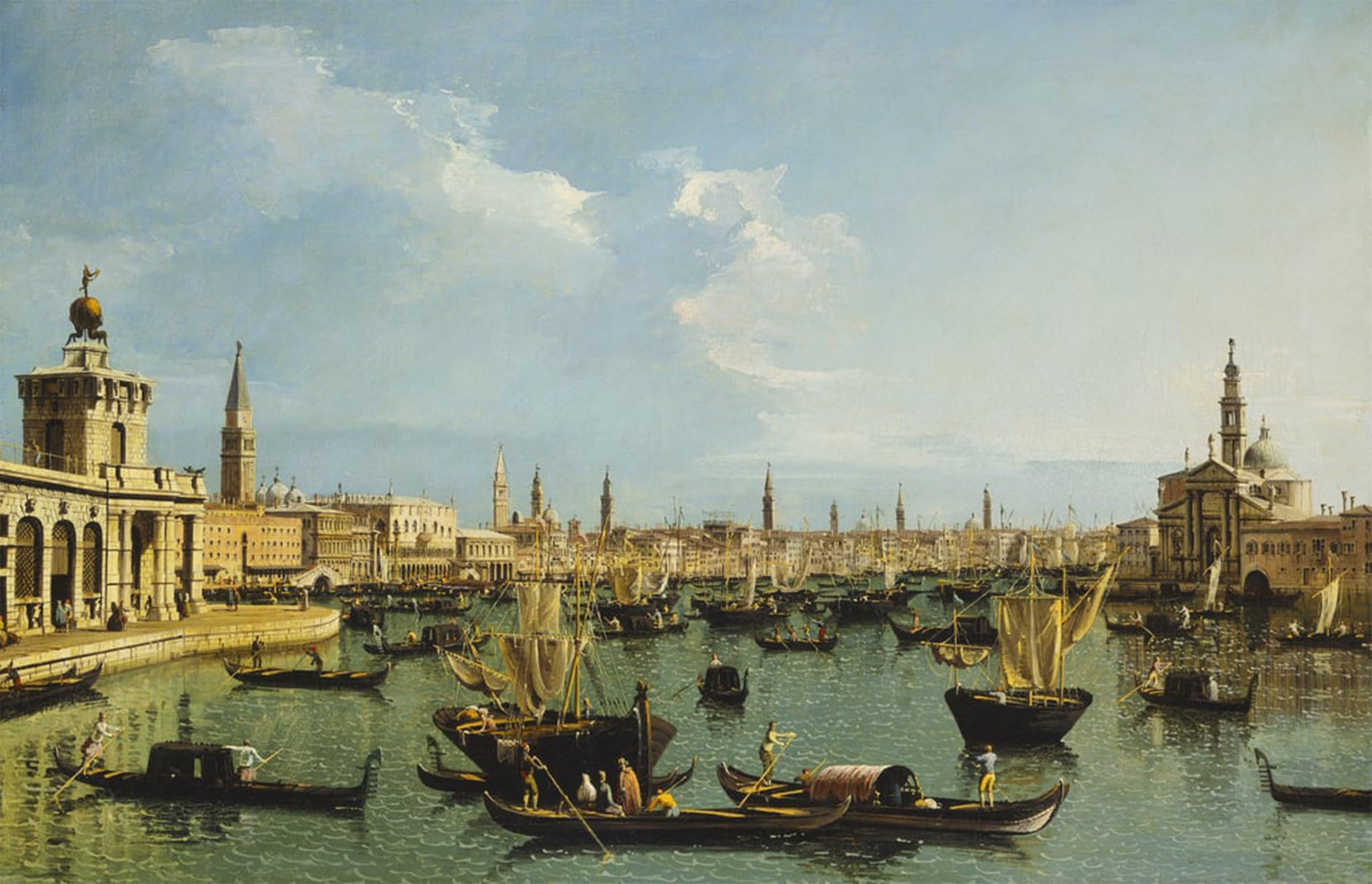 POSTERIIk Vintage Art Print Images Pictures Print the Basin of San Marco Venice From the Giudecca Canal by Bernardo Bellotto Modern Colour Posters for Office Home Decor 60x90cm