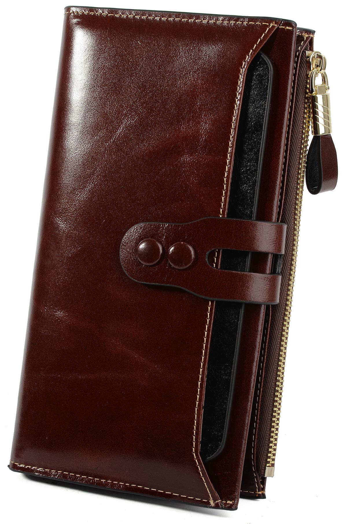 YALUXEWomen' Real Leather Wallet with Cell Phone Pocket ID Window Cash Card Holder