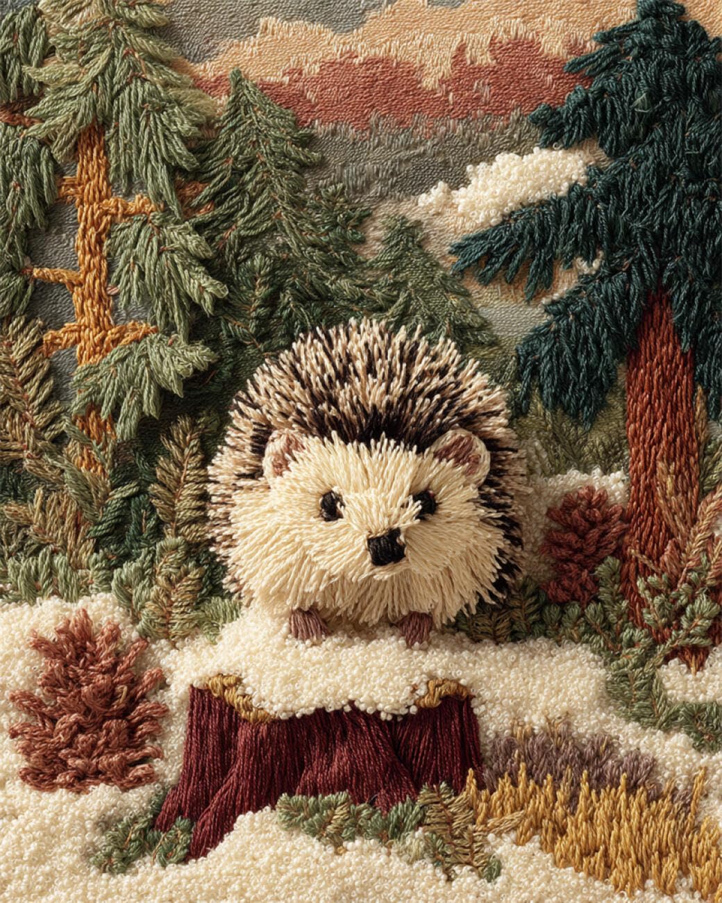 AMBATTERY Animal Latch Hook Kits for Adultsforests Hedgehog Carpet Rug Making Kit，Cross Stitch Embroidery Kits Needlework Crafts for Home Decor 33x45in