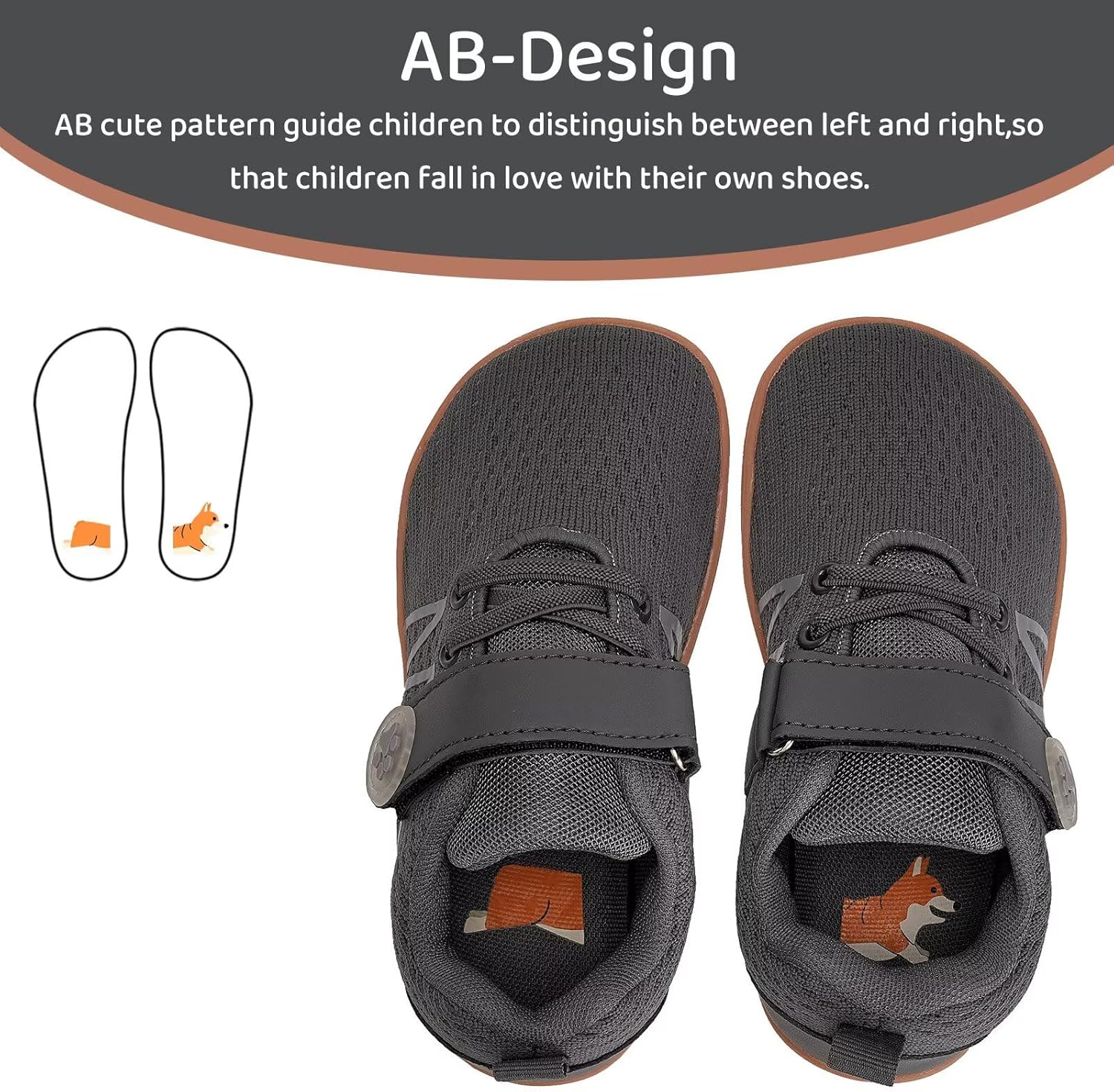 WateLves Wide Toddler Barefoot Shoes Little Kids Boys Girls Walking Tennis Sneakers with Breathable Mesh Zero Drop Sole Adjustable Strap(Dark Grey,24) - Image 3