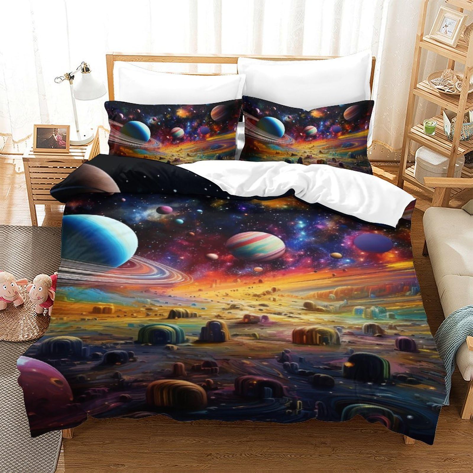 Housse de couette 140x200cm Les Stars en microfibre douce avec 2 taies