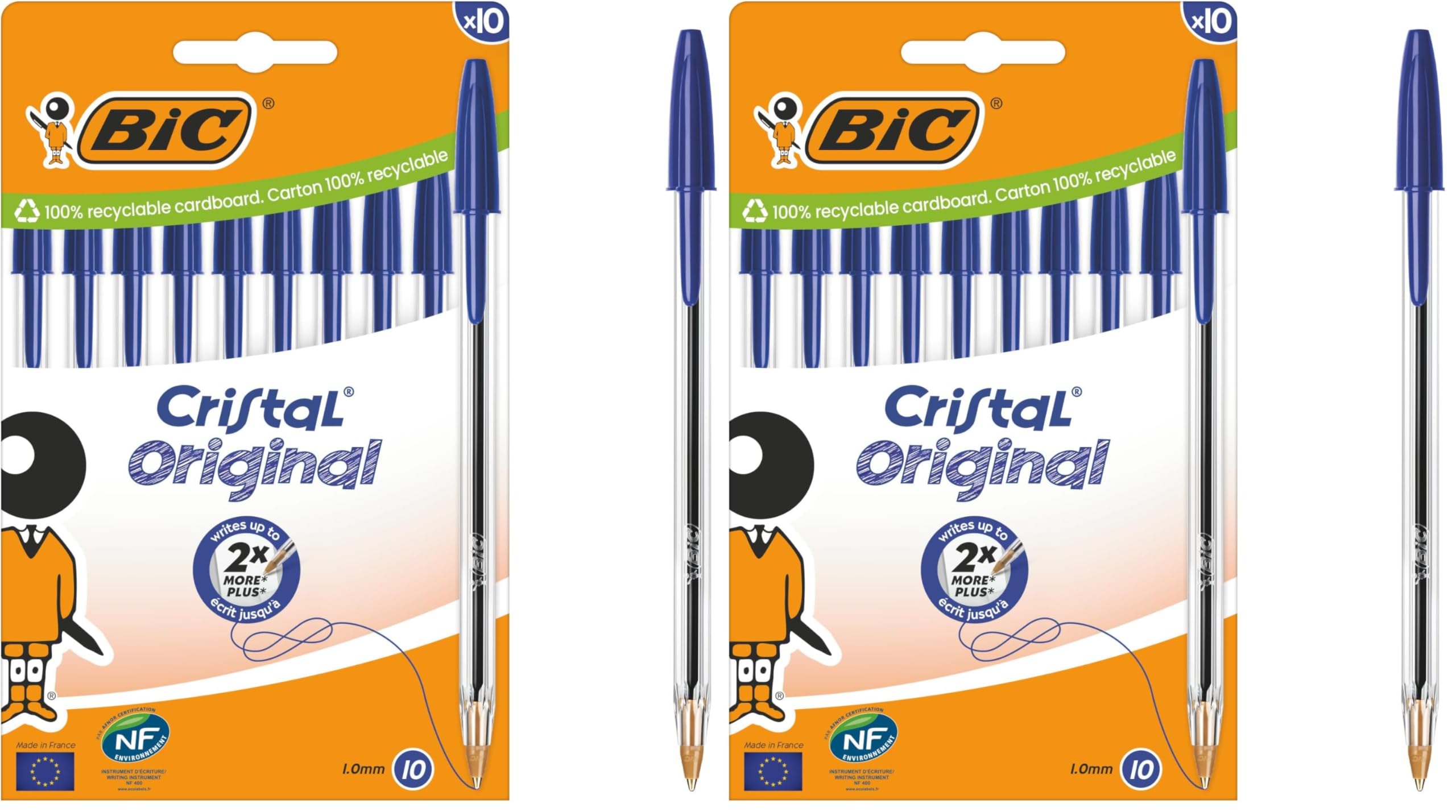 BIC Cristal Original Bolígrafos de Punta Media (1,00 mm) con Tapón y Capuchón a Juego - Azul, Caja de 10 — view 16