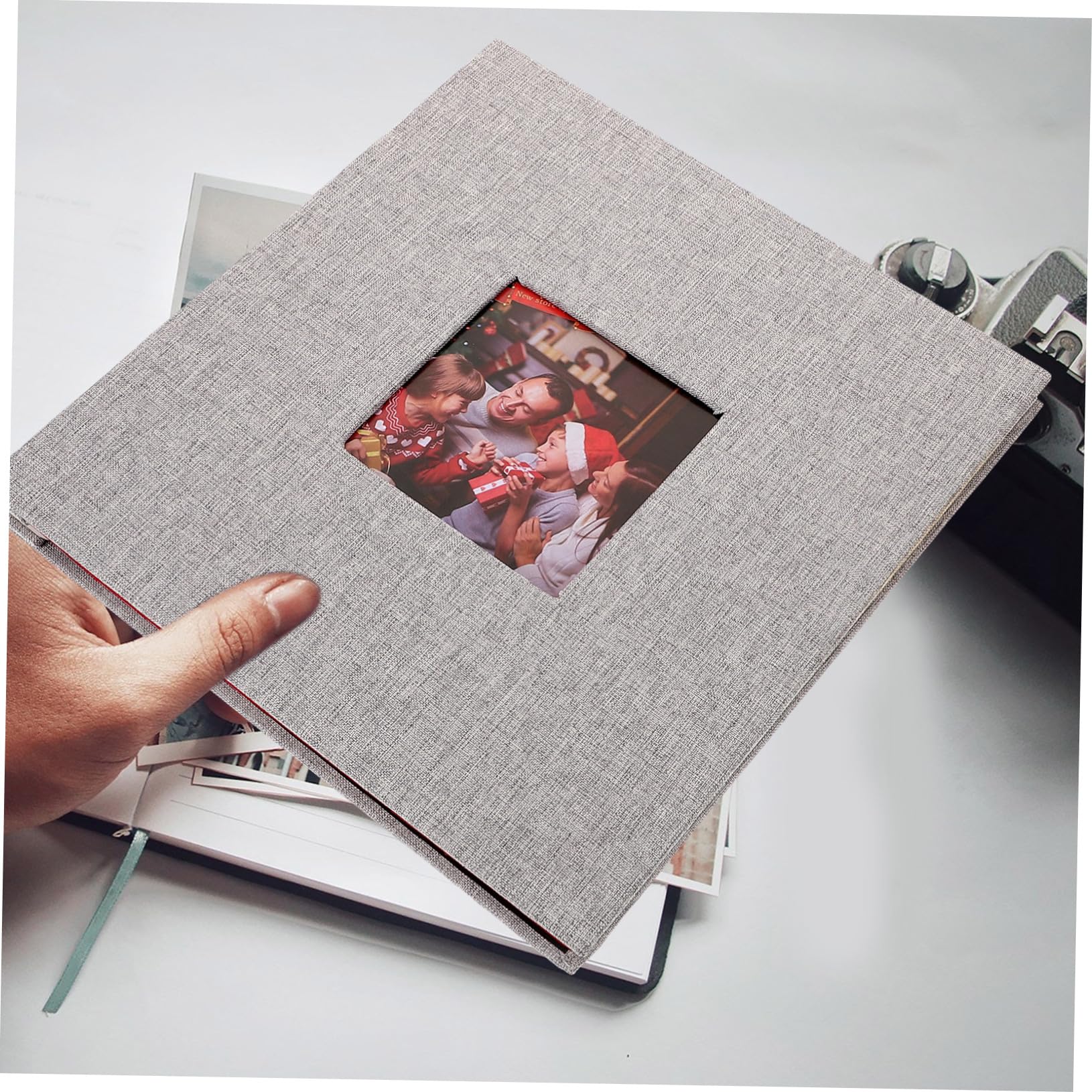 Álbum de Fotos de Ventana Autoadhesivo de Lino, 20 Hojas