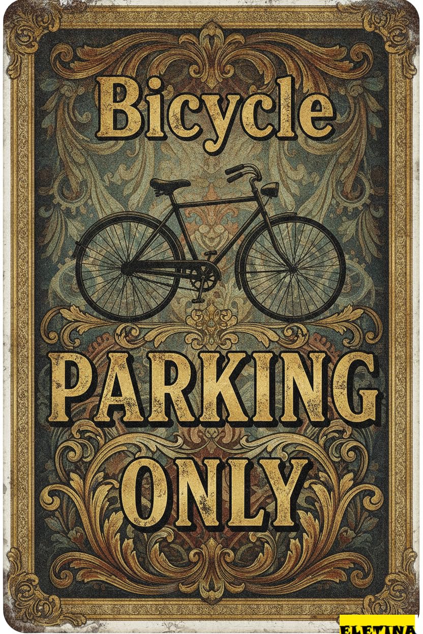 Personalized Sign for Man Cave Warning Bicycle Parking Only Metal Wall Decor Warning Symbol Metal S Yard Road Street Gate Fence 8x12in Business Metal Quality Metal Art Private Property Decorative