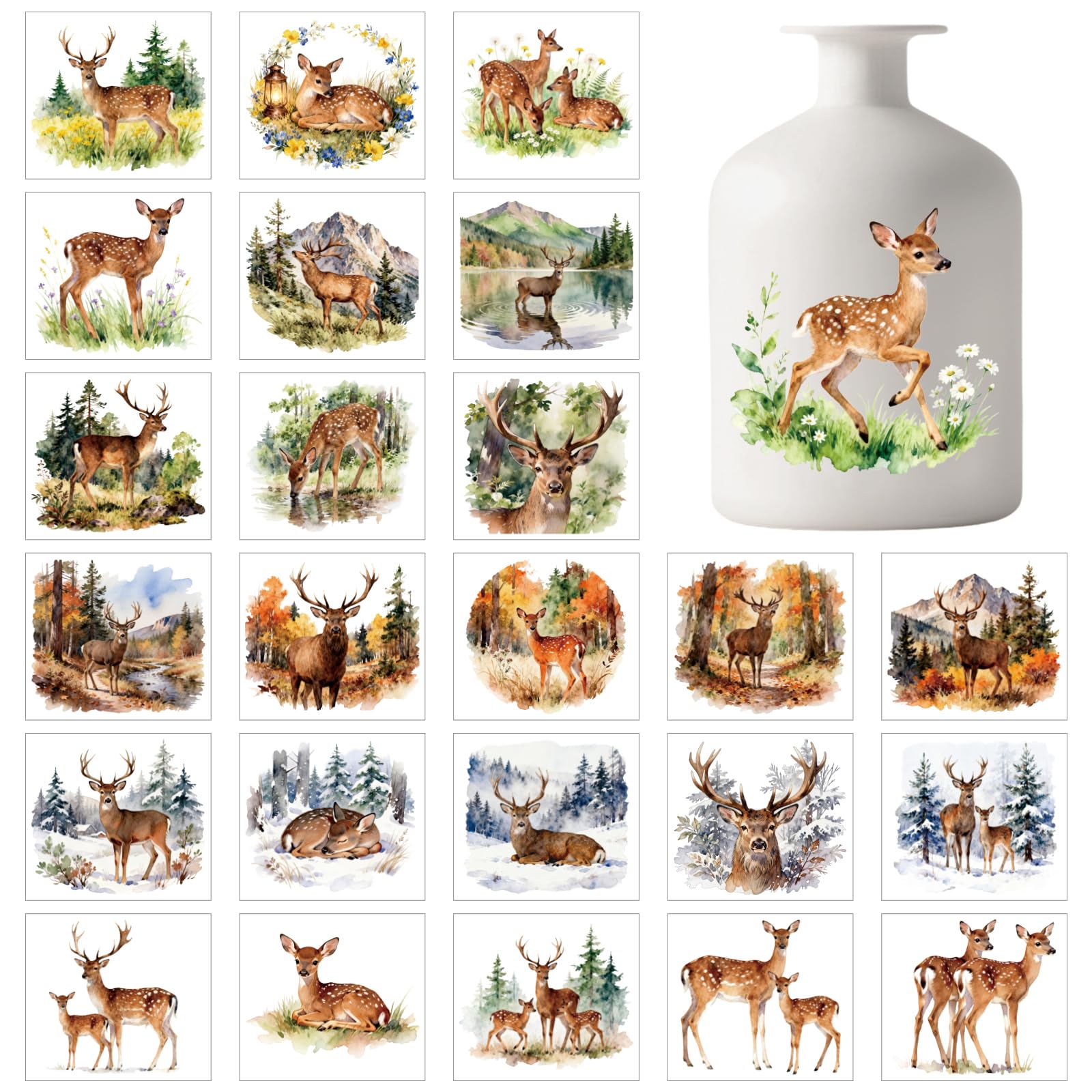 Autocollants lanterne cactus cerf stickers animaux pour vase