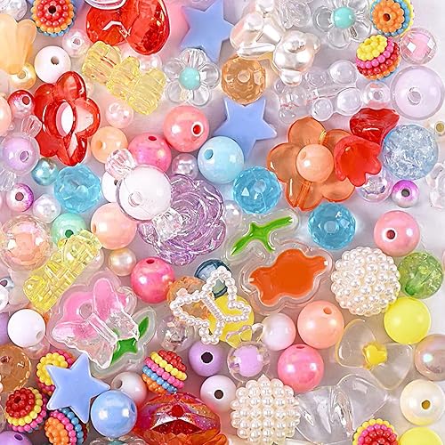 Miniatura 10 de 120 cuentas de Navidad acrílicas rojo verde blanco flor corazón mariposa redondo surtido cuentas huecas estrellas grandes cuentas de plástico