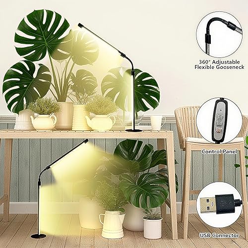 Miniatura 6 de Luz de crecimiento de escritorio para plantas de interior con temporizador, luz flexible de cuello de cisne de 28.7 pulgadas para escritorio, 4