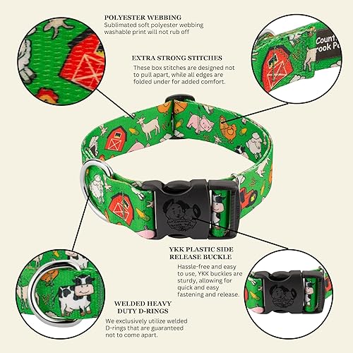 Miniatura 4 de Country Brook Petz HossFit Jr - Collar ancho de lujo para perro, colección Critter Corner con diseños temáticos de criaturas (Farm Life Y'all,