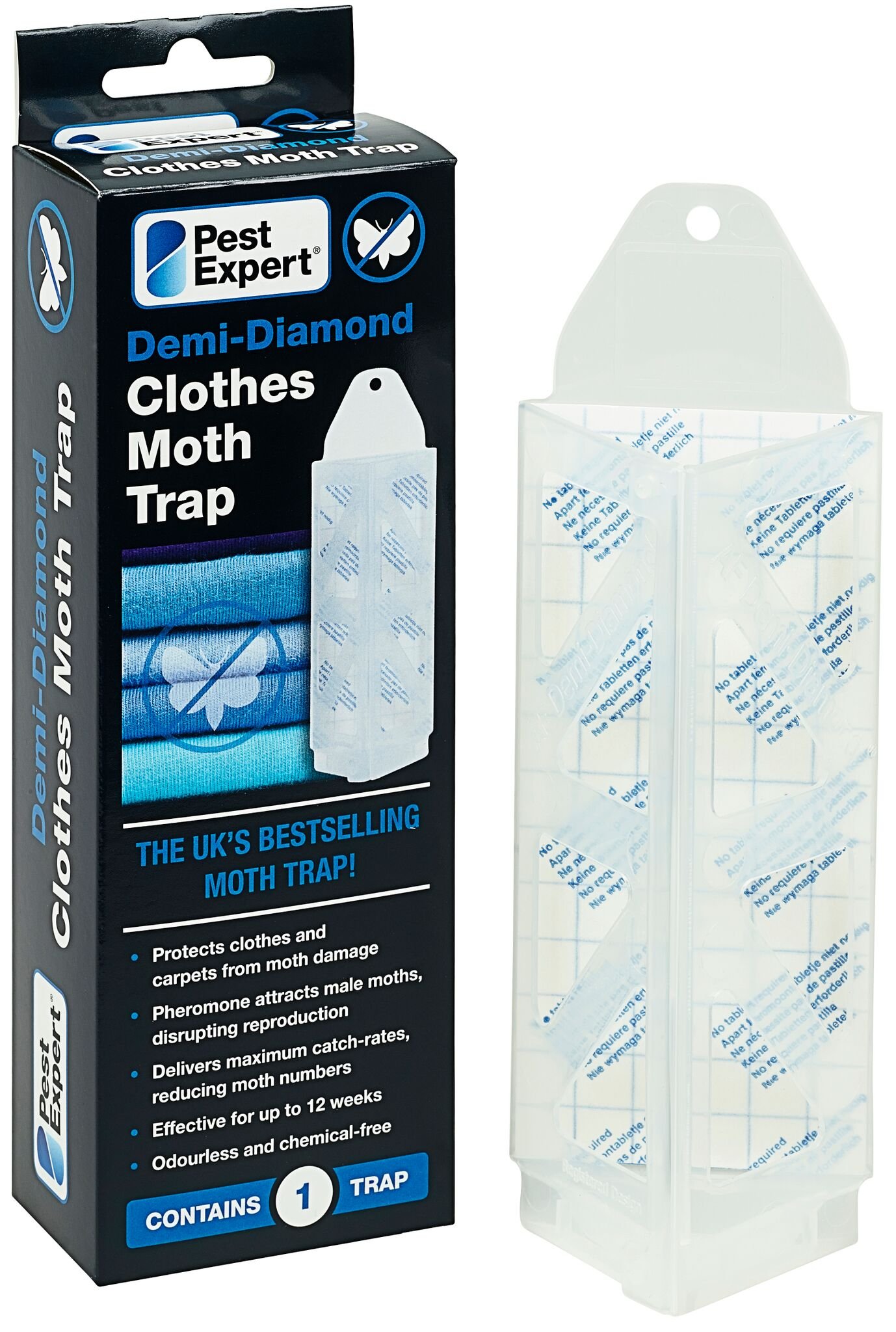 Pest Expert® Demi-Diamond Clothes Moth Pheromone Traps (1 Holder & 1 Pheromone Pad)