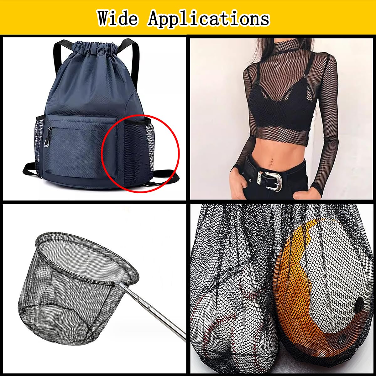 Backpack Netting Snapklik.com : BoomSesame 150GSM Black Mesh Fabric, 40 X 82 Inch ...