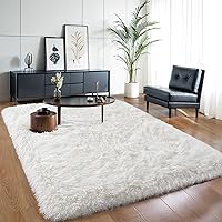 Vista 27 de Alfombras mullidas de 4 x 6 pies para dormitorio de niñas, alfombra de pelo largo lavable en arco iris para habitación de niños, guardería