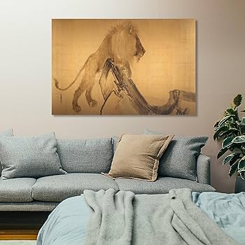 Amazon.co.jp: 画家 竹内栖鳳 虎・獅子図 世界の名画 ポスター