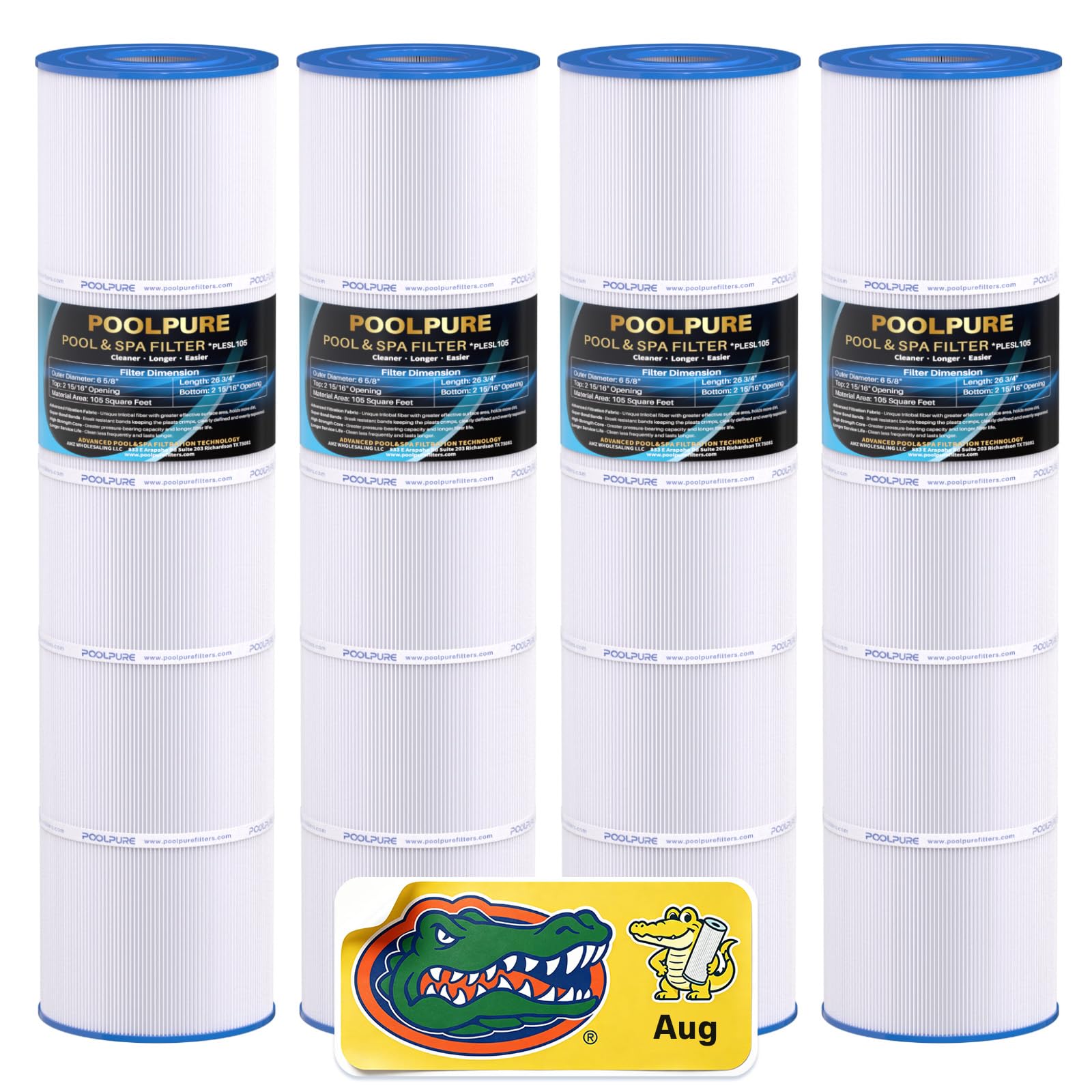 POOLPURE PLESL105 Filtro de piscina reemplaza OPT-420-4PK, Jacuzzi PLESL105, J-CQ420, QL105 Cartuchos de filtro 4PACK | Compatible con cartuchos de filtro de piscina OPT-420-4PK, QL105, 4 x 105 pies cuadrados