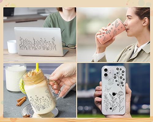 Miniatura 9 de Rngmsi Envoltura de taza UV DTF  8 hojas de primavera UV DTF envolturas de taza para 16 onzas de abeja mariposa gnomos Uvdtf envolturas de taza