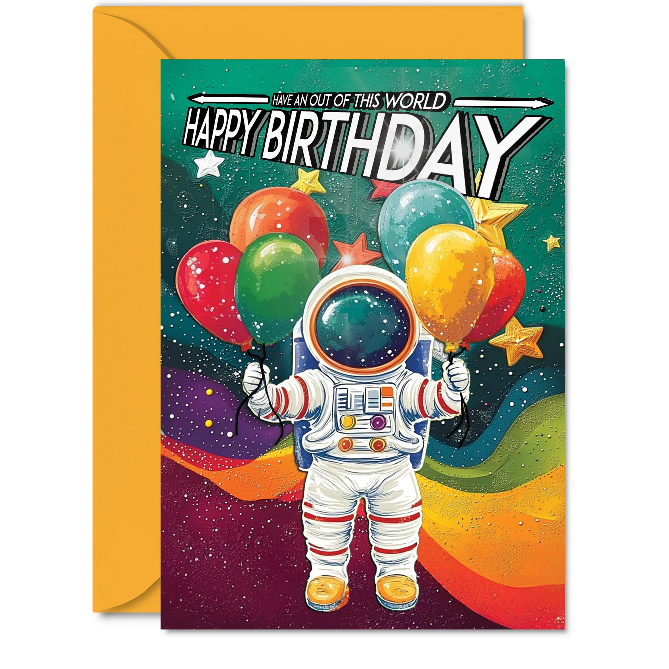 Birthday Card Boy - Astronaut Spacesuit - Outer Space Birthday Card for Girl, Kids Children's Cards, A5 Bday Greeting