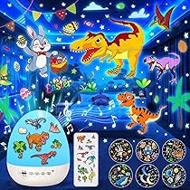 One Fire Proiettore uovo dinosauro Pasqua fai-da-te per bambini – Regalo Pasqua bambineambini, luce notturna con 14 film & adesivi, lampada 360° con musica, timer e telecomando