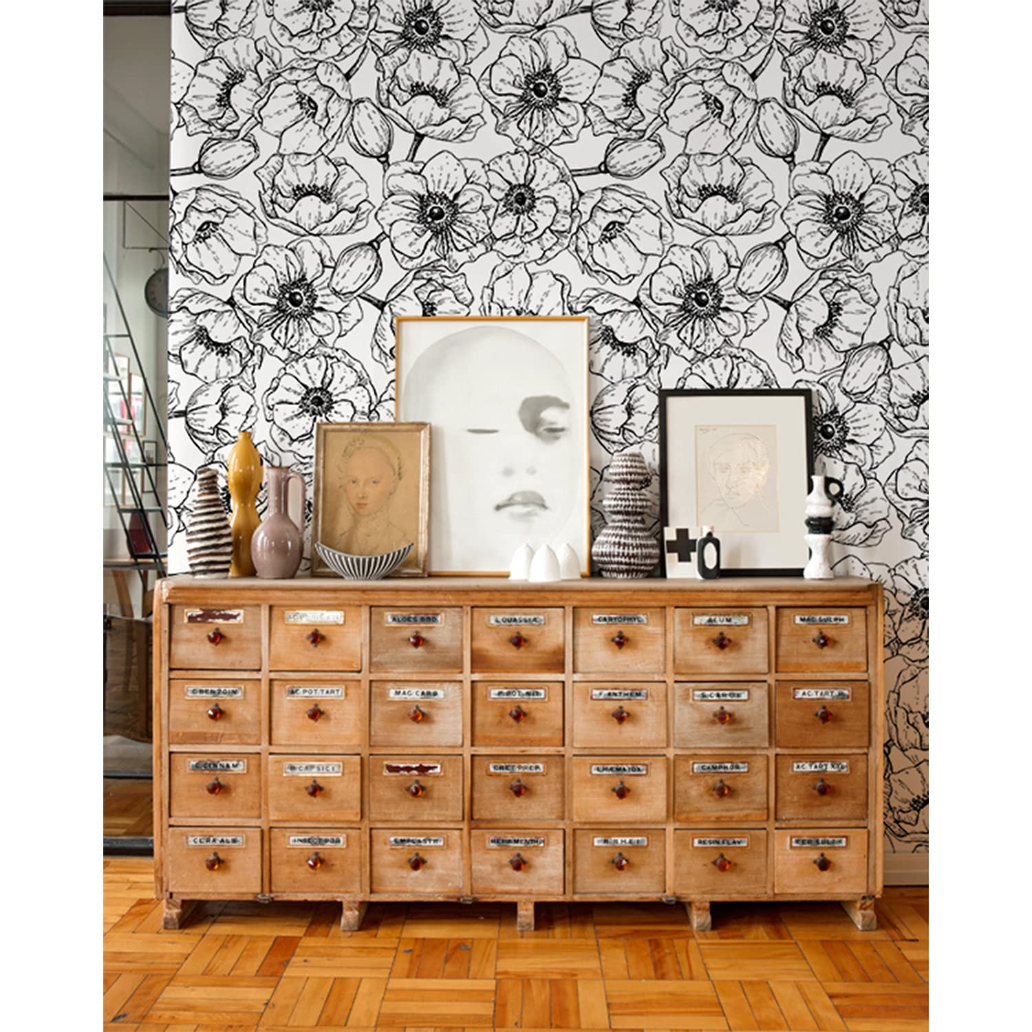 Papier peint panoramique nature pour salon et chambre : mural décoratif floral