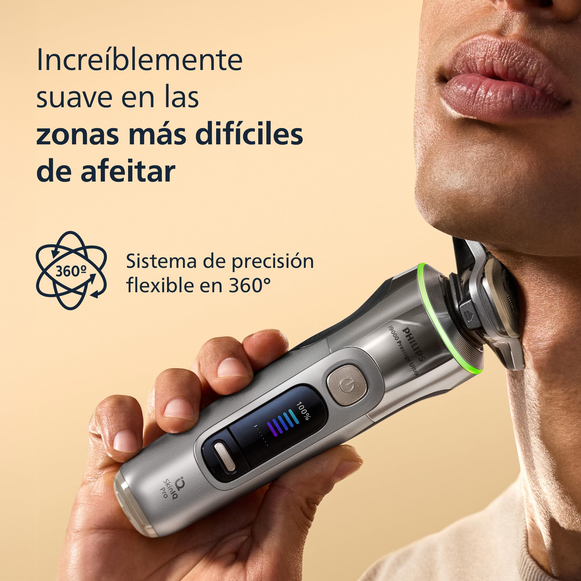 Philips i9000 Prestige Ultra, Afeitadora Eléctrica Hombre, Máquina de Afeitar Barba Seco y Húmedo, SkinIQ Pro, Base de Carga, Recargable, Estuche, Centro de limpieza, Recortador, Naricero, XP9404/38
