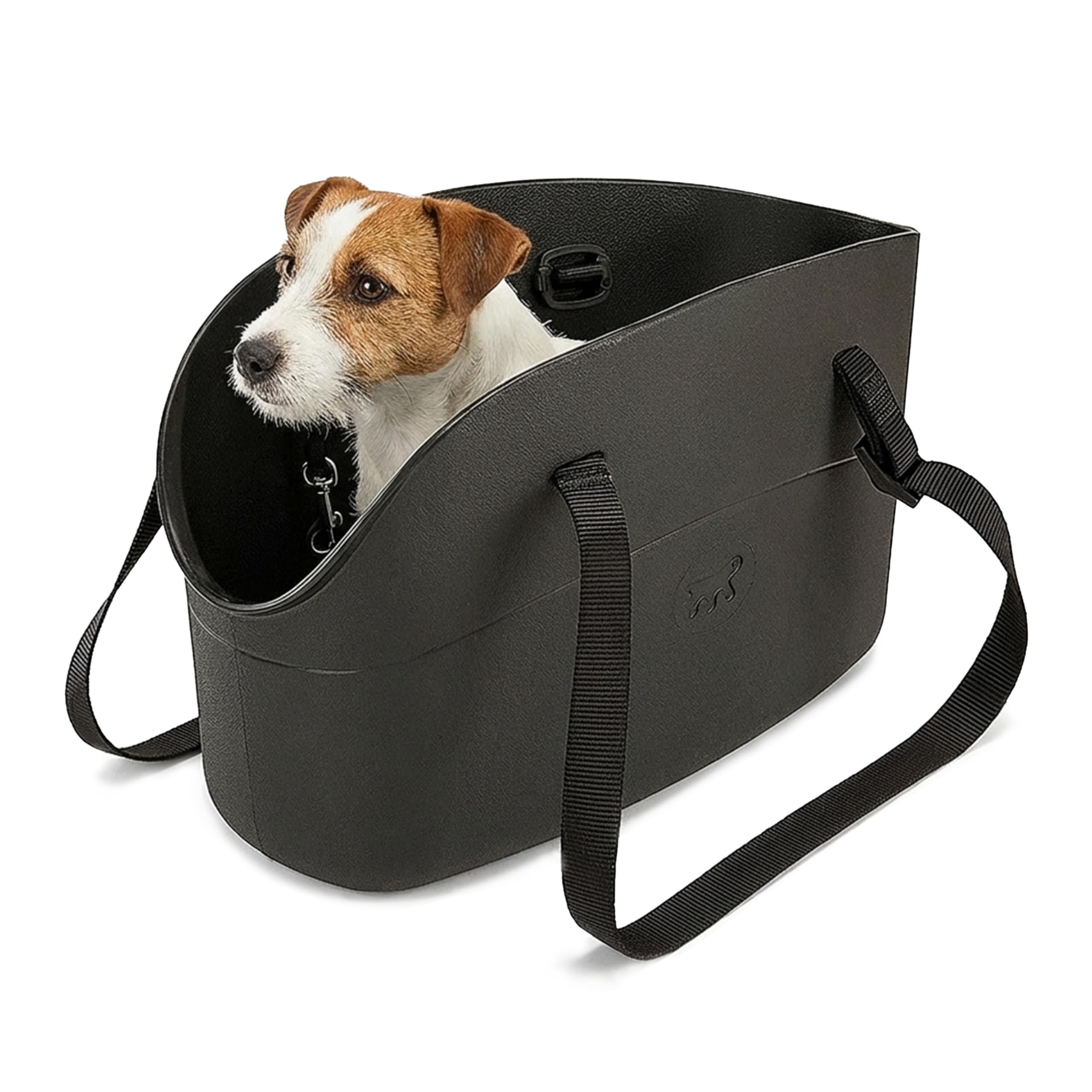 Ferplast Dog Carrier Bag up to 8 kg. Soft Rubber Plastic, Waterproof and Washable Cat Carrier, Adjustable Handles, Safety Strap, 43.5 x 21.5 x 27 cm. Black