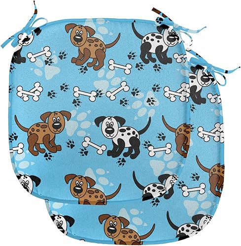 Miniatura 19 de Lunarable Swirly - Cojín de asiento para silla, diseño de líneas retro rizadas, funky en espiral, vida marina náutica, antideslizante, para cocina y