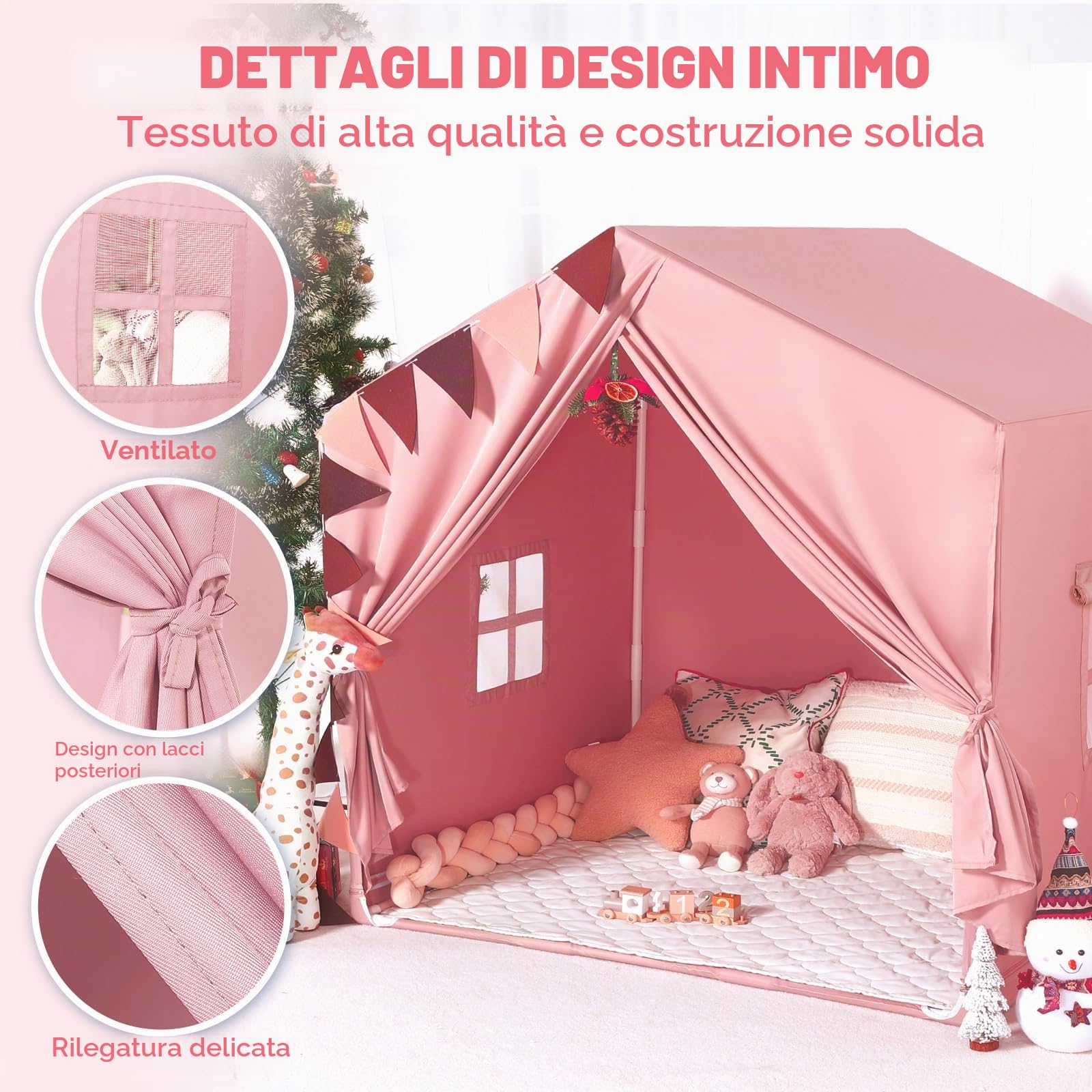 Wilwolfer Tenda per Bambini Cameretta: Tenda Bambini con Finestra - Rosa Casa Gioco Ragazzo - Capanna per Ragazzo da Interno - Casa Bambino Regalo per la Scuola Materna