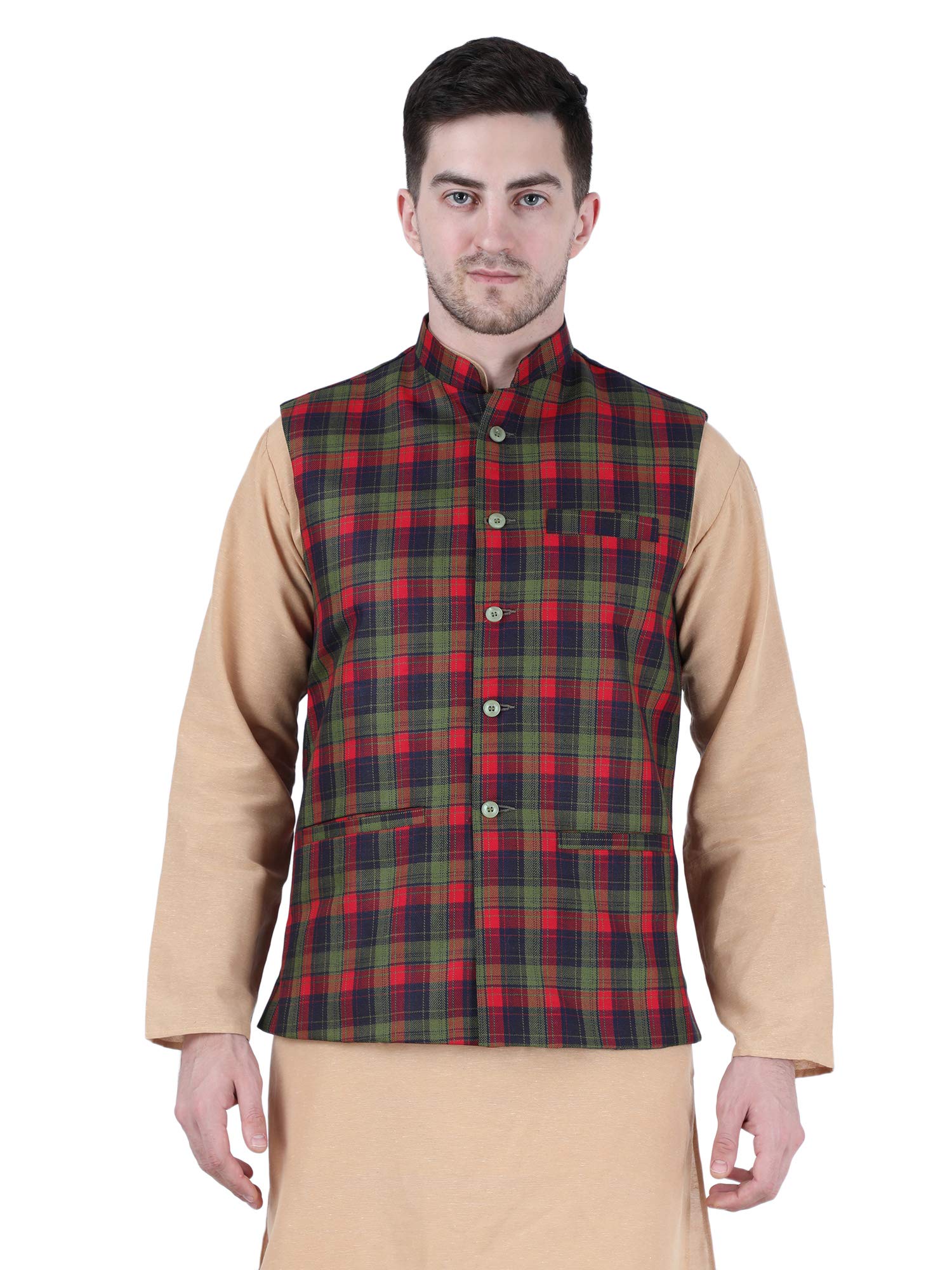 Men's Checkered Nehru Jacket-picture-28