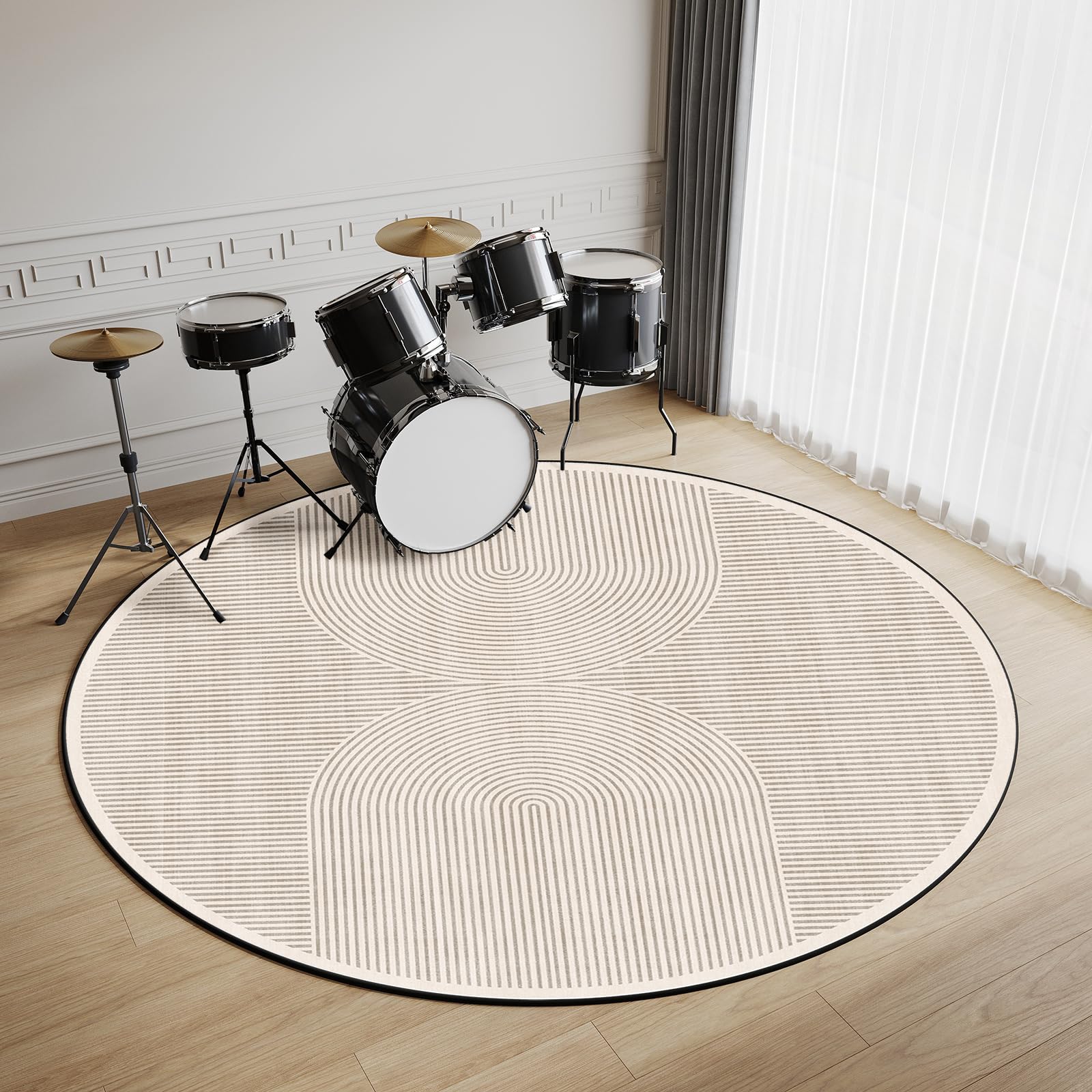 Alfombra Bateria Redonda 100cm,Alfombra para Bateria Acustica Antideslizante,Alfombra para Batería,Alfombra Bateria Electronica (Multicolor B)