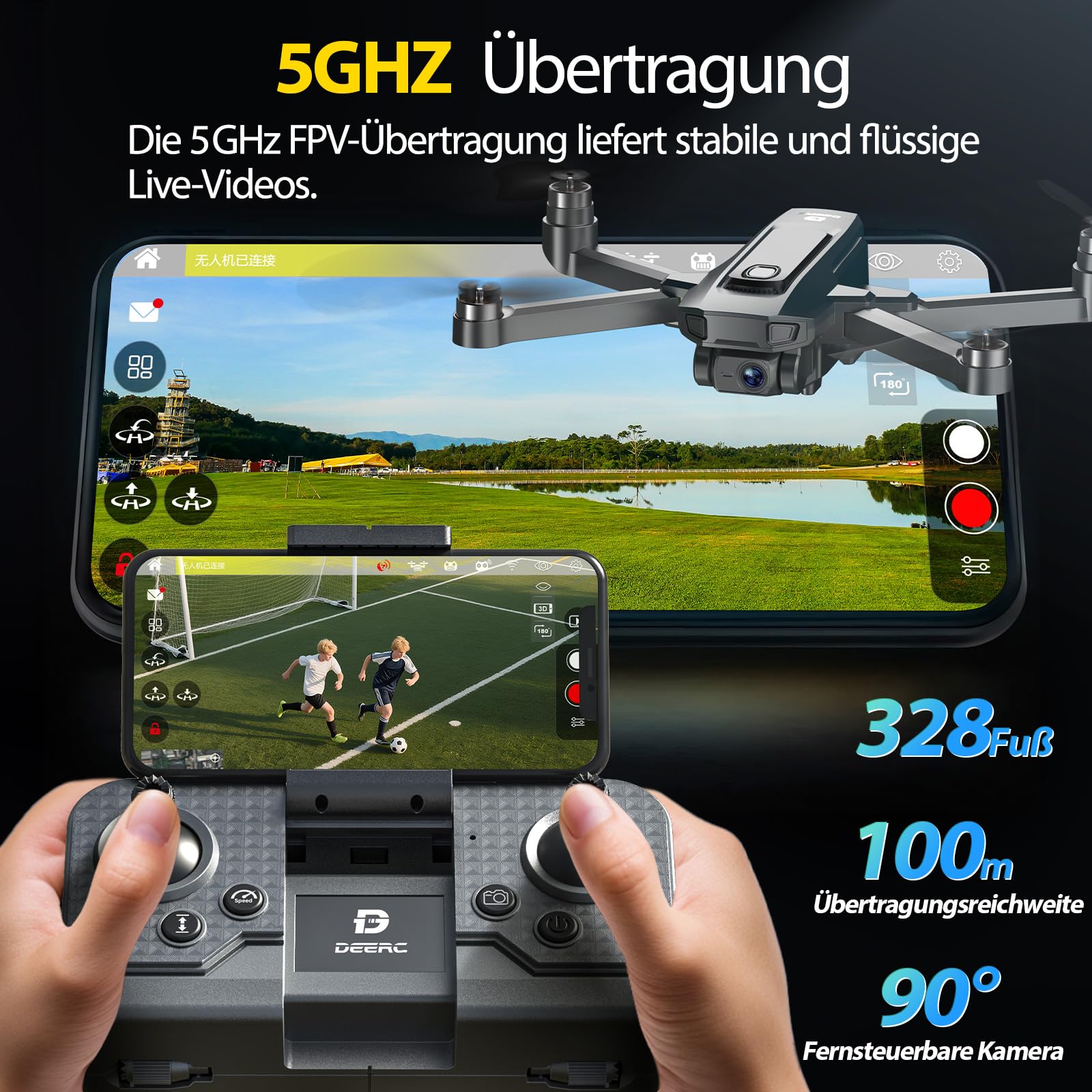 DEERC D25 Faltbare Drohne mit 1080P Kamera,40 Min. Flugzeit
