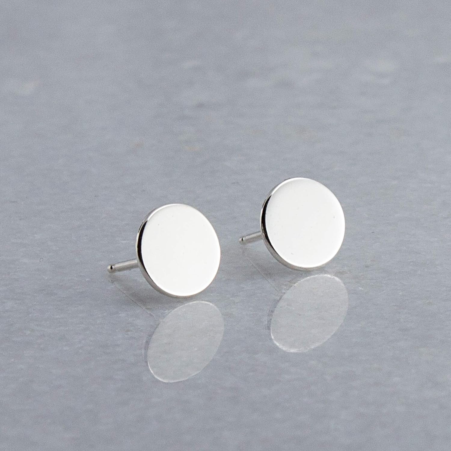 7mm Round Disc Shiny Finish Sterling Silver Post Stud Piercing Earrings Jewelry for Women Men
