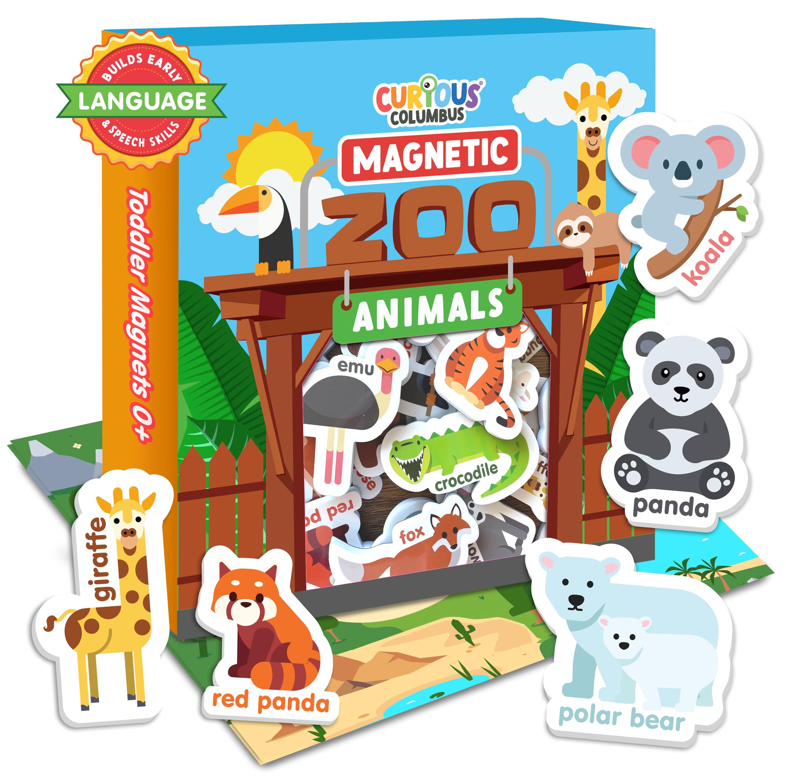 Curious Columbus Zoo Animal Fridge Magnets for Toddlers 1-3 Babies and Kids