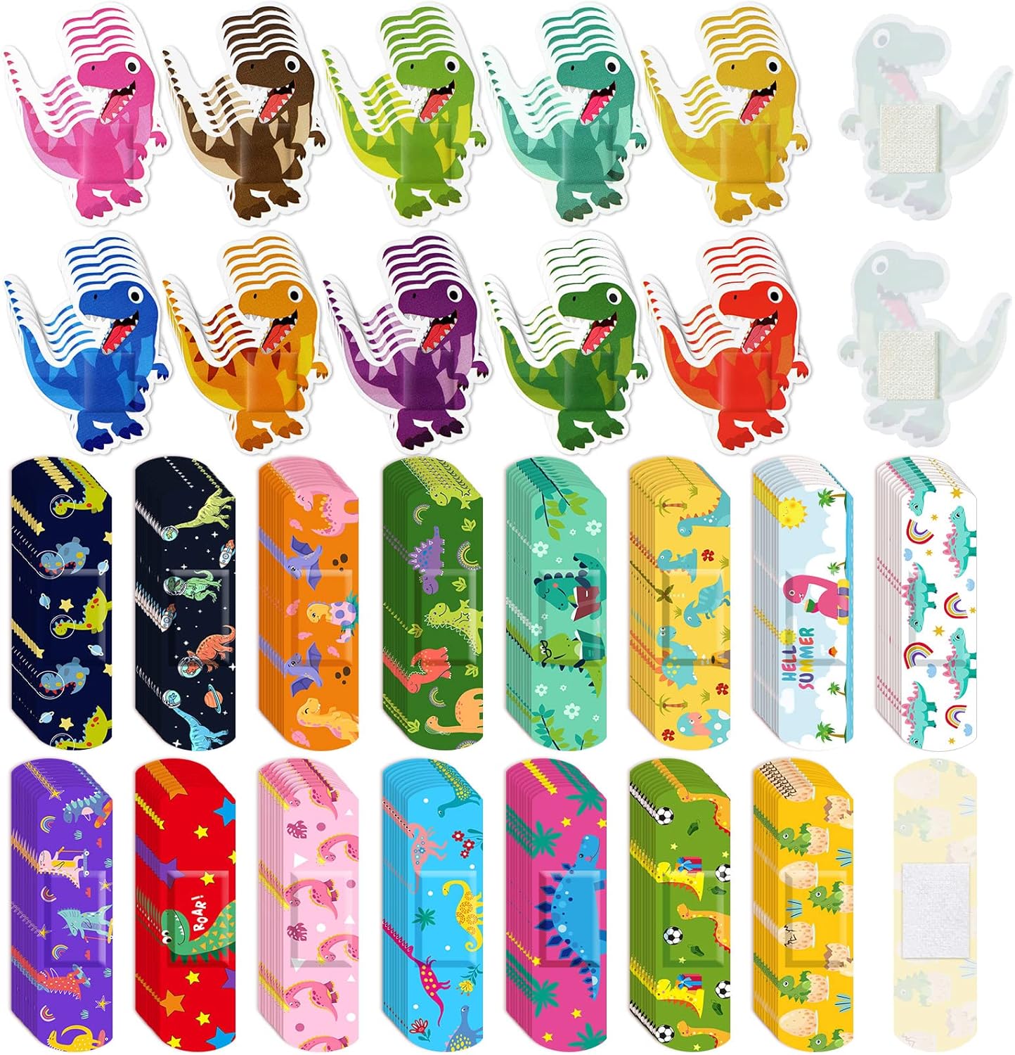 Weewooday 200 Pcs Bulk Kids Bandages Dinosaur Shaped