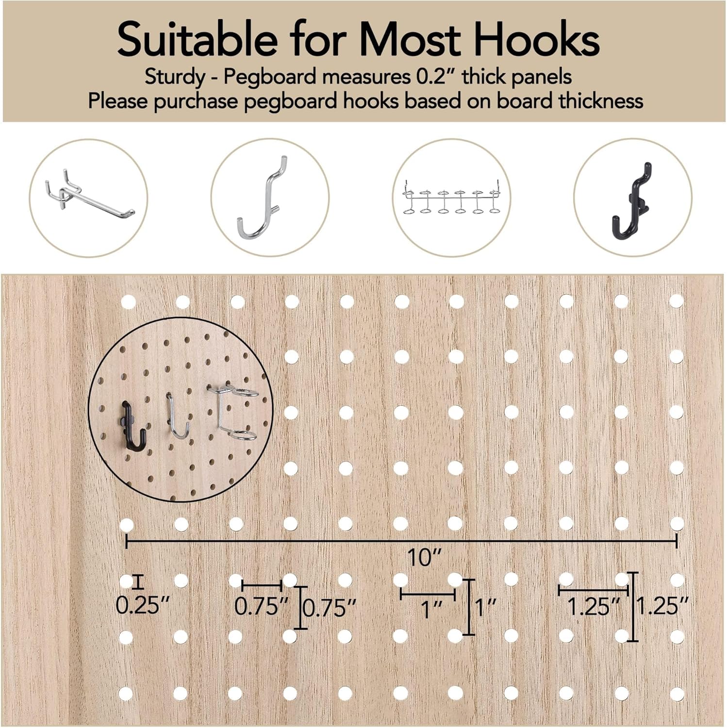 Wnutrees 4 Panel Pegboard Display, 5 Ft Wood Folding Privacy Screens Room Divider, Portable Freestanding Display Board for Craft/Art Shows, Retail, Events, Wall Organizer, Rustic Barnwood, Natural