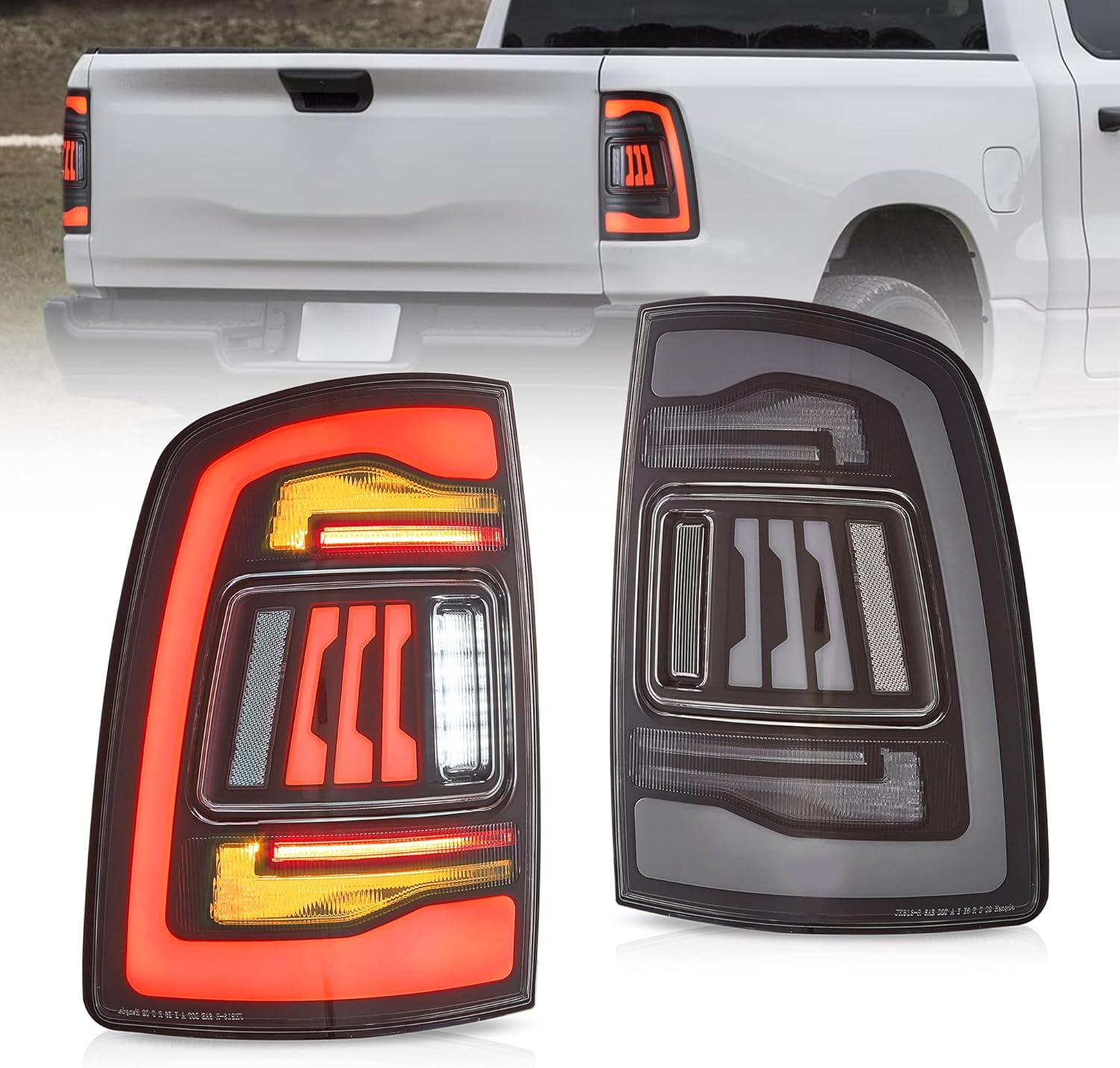 Ram Tail Lights Black LED Tail Lights For 2009-2018 Dodge Ram 1500/2500/3500 & Ram Classic | Clear Lens Dodge Tail Lights - Foto 7