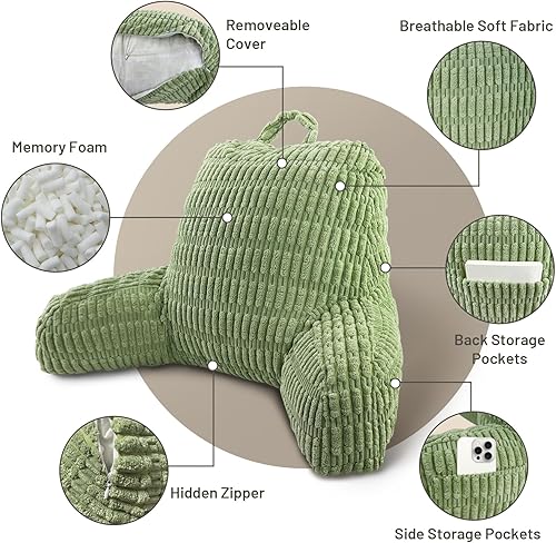 Vista 4 de Almohada de lectura con respaldo – Ideal para cama, sofá, dormitorio y relajación, cómodo sentado