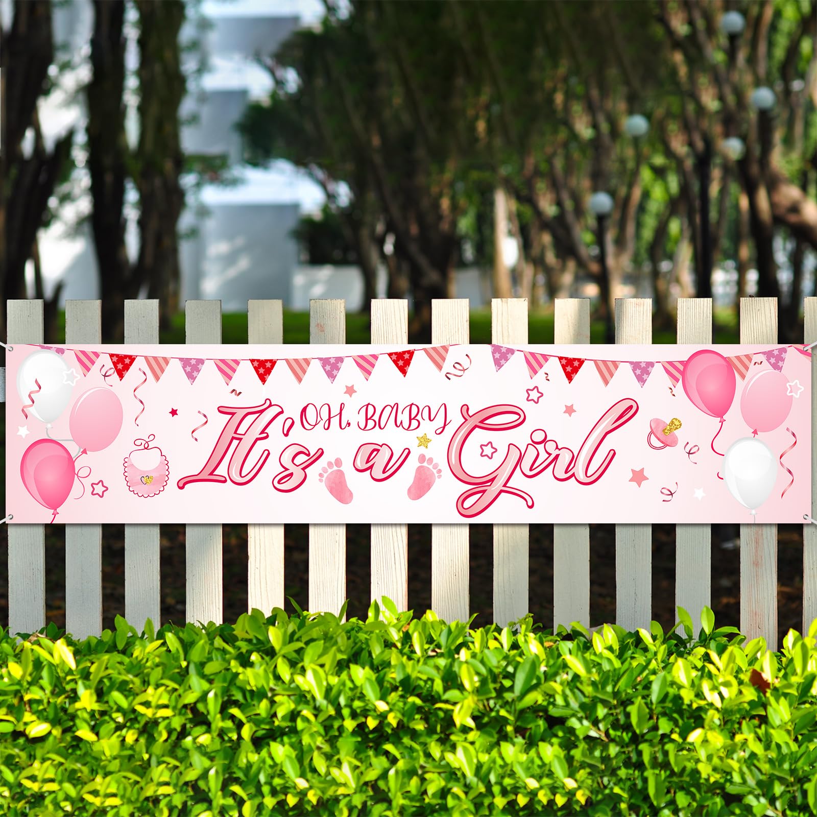 Blulu Its a Girl Banner Baby Shower Decorations Welcome Home Horizontal Pink Large Fabric It is a Banner Backdrop Background, Shower Yard Sign Party