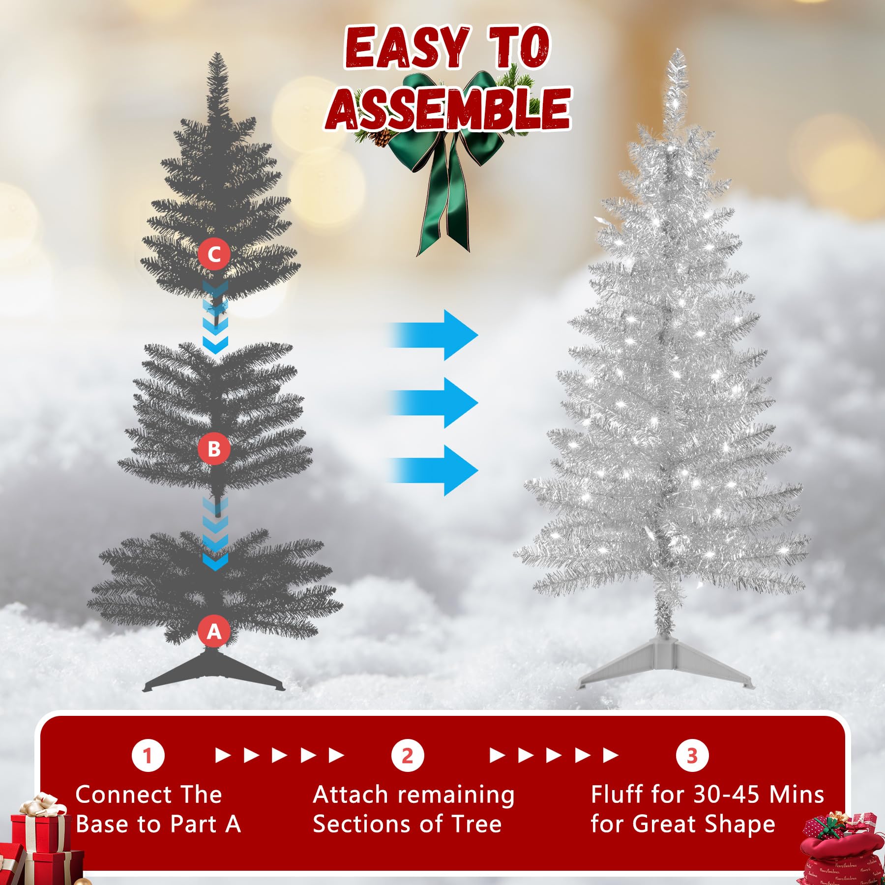 liguanow Sapin de Noël artificiel d'Halloween de 1,2 m avec support - Petit sapin de Noël pour la maison, le bureau, les fêtes, les vacances, l'intérieur et l'extérieur