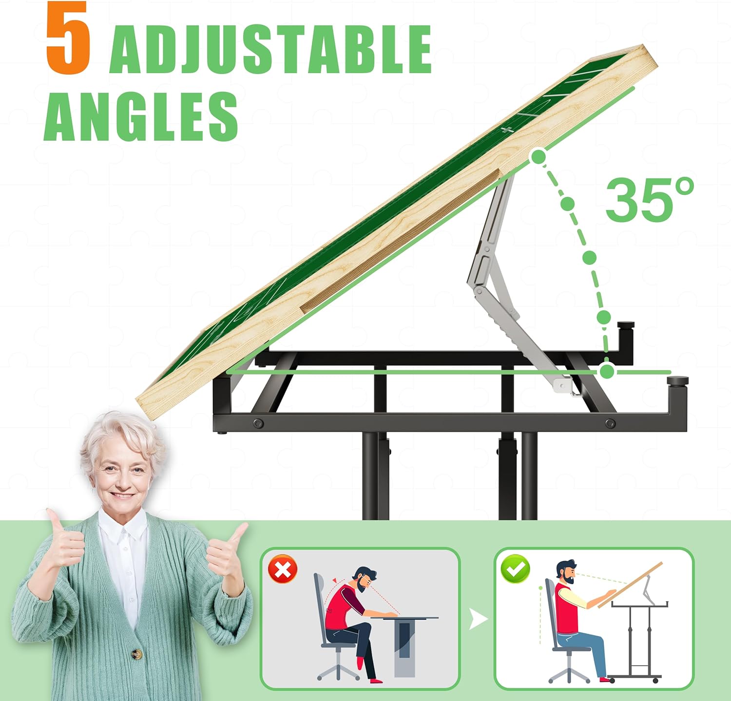 CODACE Puzzle Table with Drawers - 1500 Pieces Jigsaw Puzzle Tables for Adults, Tilting Puzzles Board with Cover, Puzzles Table with Storage and Adjustable Height Legs，Present for Puzzles Enthusiast