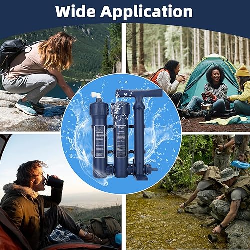 Miniatura 9 de Filtro de agua de emergencia Sistema de filtración de agua grande Supervivencia - Filtro de agua de bomba de mano, purificador de agua de alto