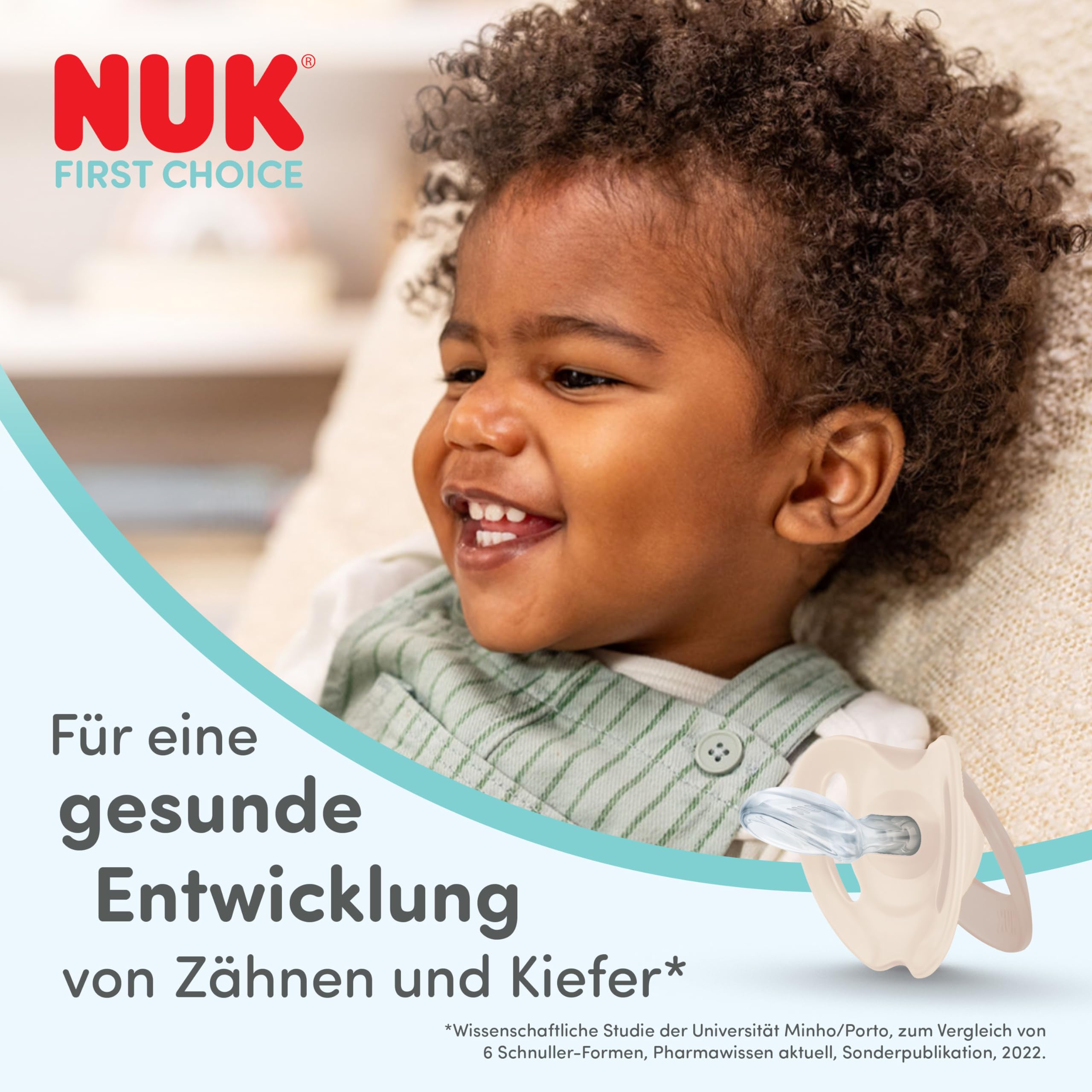 NUK First Choice Night Smoczki dla niemowląt | 6-18 miesięcy | Ortodontyczne smoczki świecące w ciemności | Uspokajają 99% niemowląt** | Króliczek i owieczka | 2 sztuki