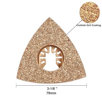 MiraShine 5pcs Oscillating Multitool Triangular Carbide Grit Rasp Blades, Tiangle Carbide Oscillating Sanding Pads For Sanding Grinding Rasping Concrete Masonry Grout Mortar Thinset Adhesives and Wood