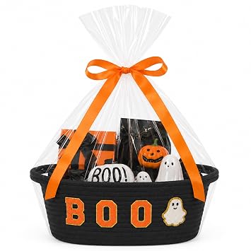 Halloween Boo Gift Basket, Black Boo Trick or Treat Buckets