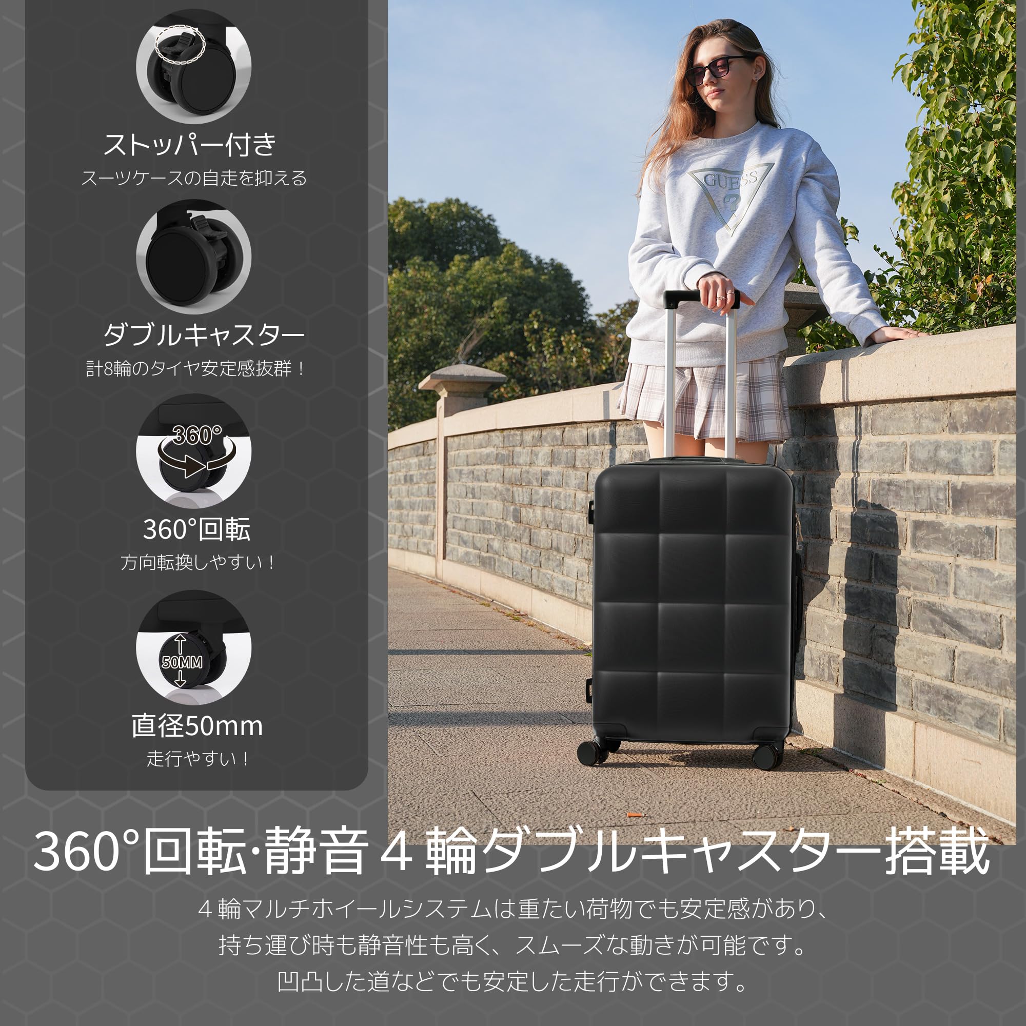 Amazon.co.jp: スーツケース 超軽量 旅行用 TSAロック搭載 360度回転