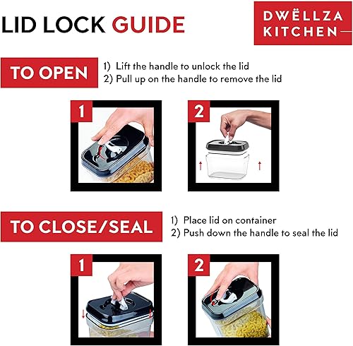 Miniatura 7 de DWËLLZA KITCHEN Juego de recipientes herméticos para almacenamiento de alimentos, juego de 10 piezas, para organización y almacenamiento de despensa