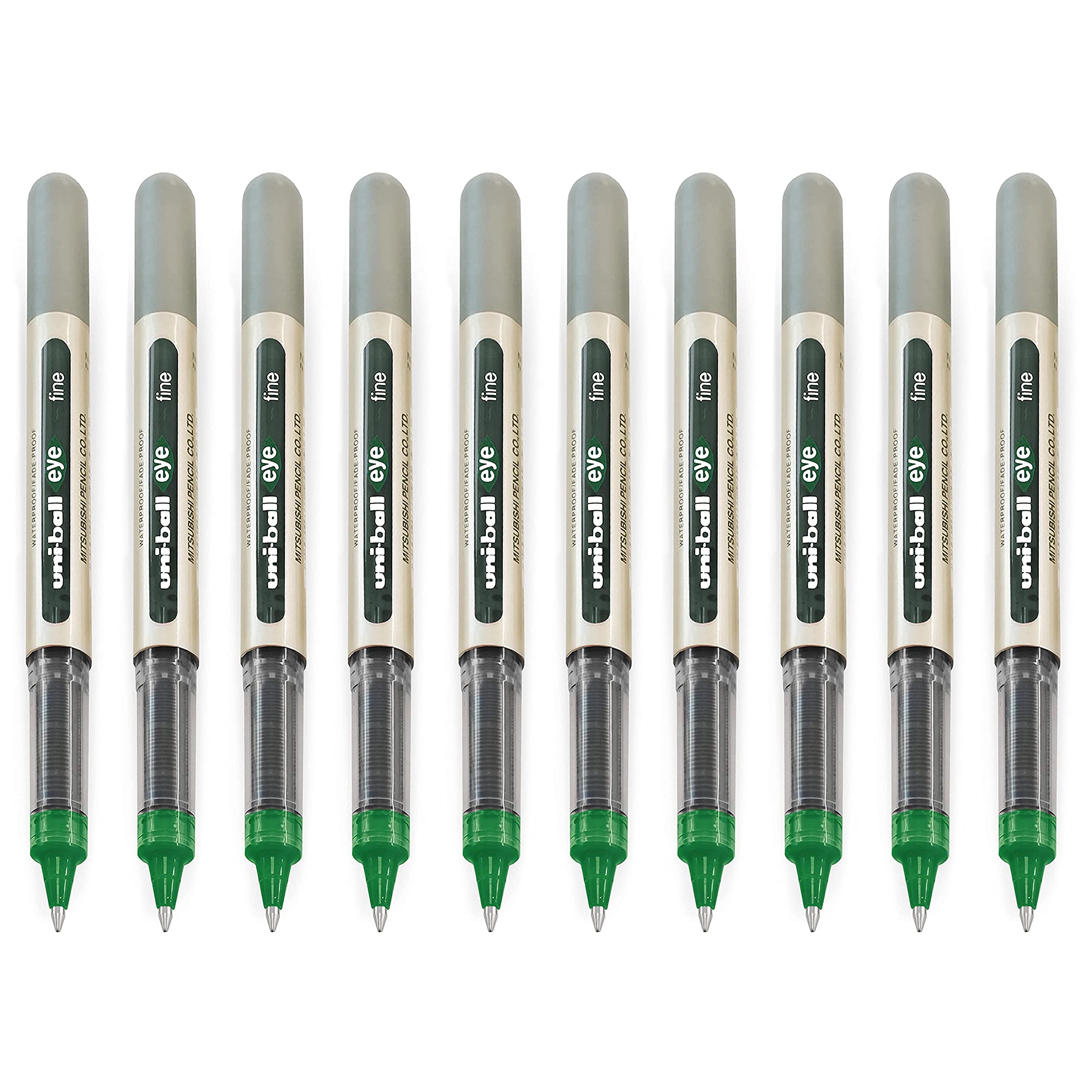 EYE - UB-157E Rollerball Pens - 0.7mm Nib - Green - Pack of 10