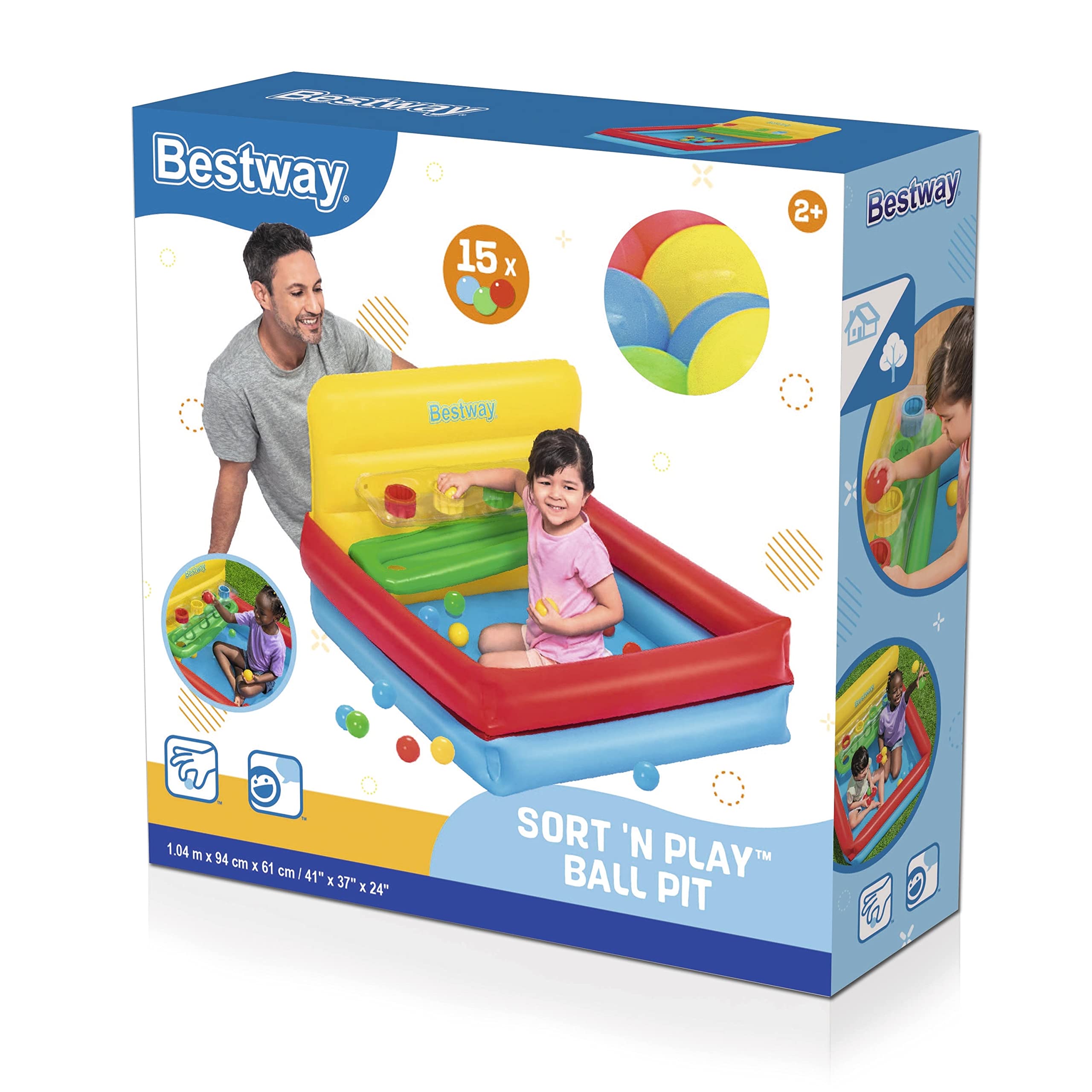 41" x 37" x 24"/1.04m x 94cm x 61cm Sort N' Play Ball Pit, Multicolor, 104 x 94 x 61 cm - Image 3