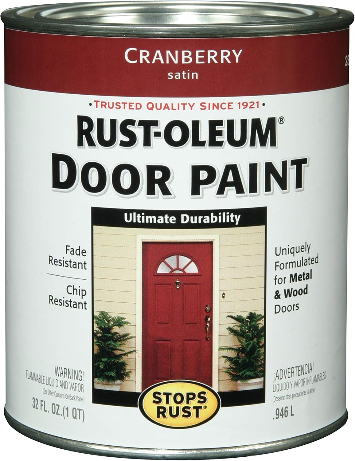 Rust-Oleum 238310 Front Door Oil Paint, Quart, Black - House Paint - 
